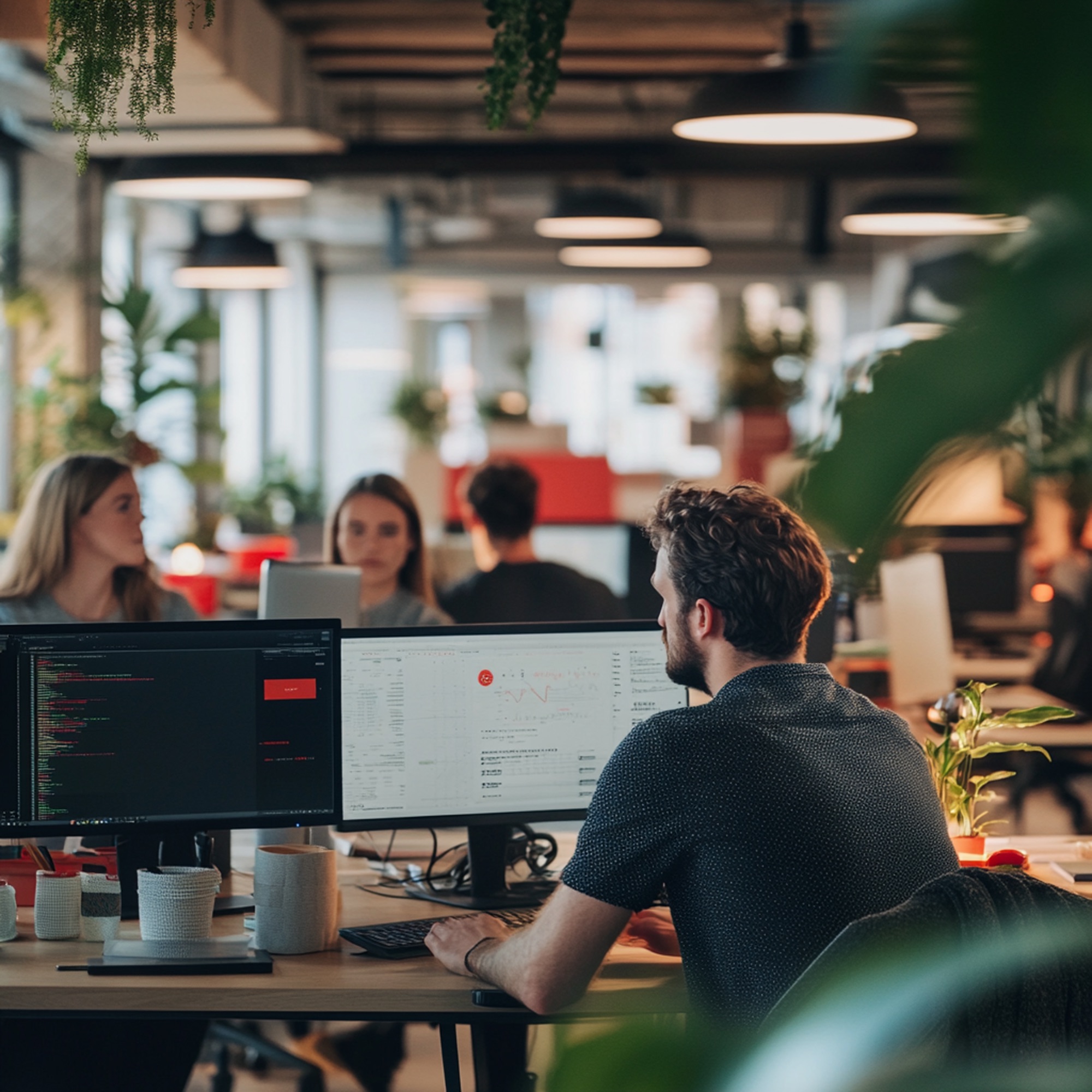 Software engineer at workstation