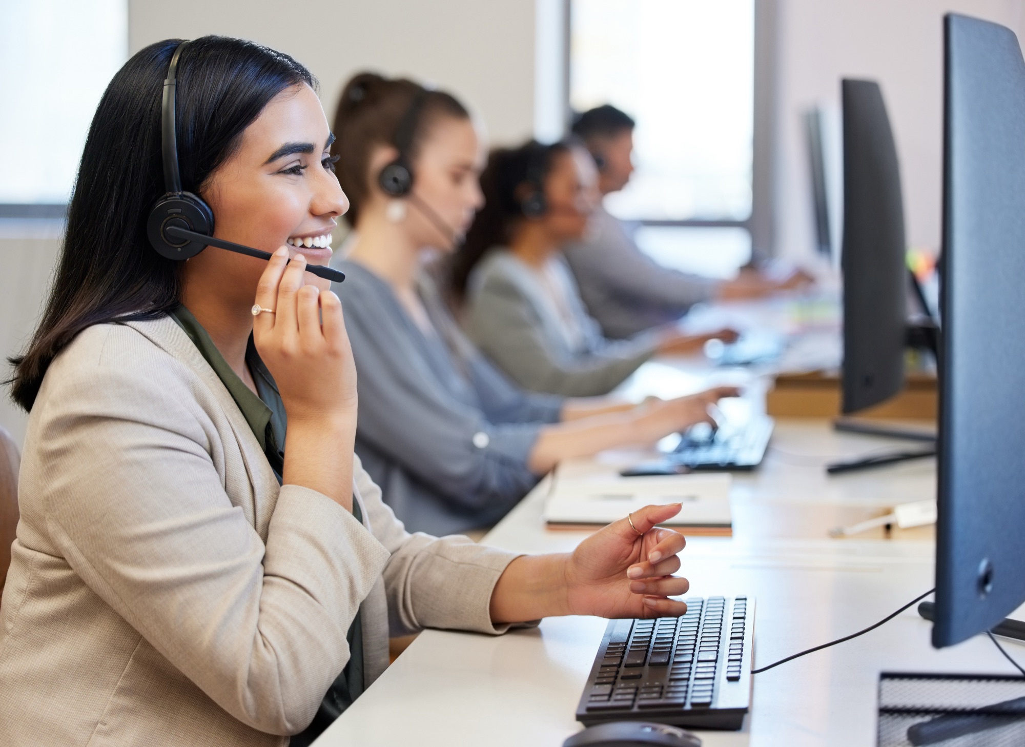 Customer support agent at work