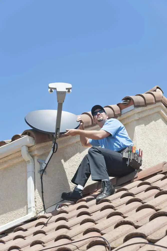 Installation of satellite dish TV system 