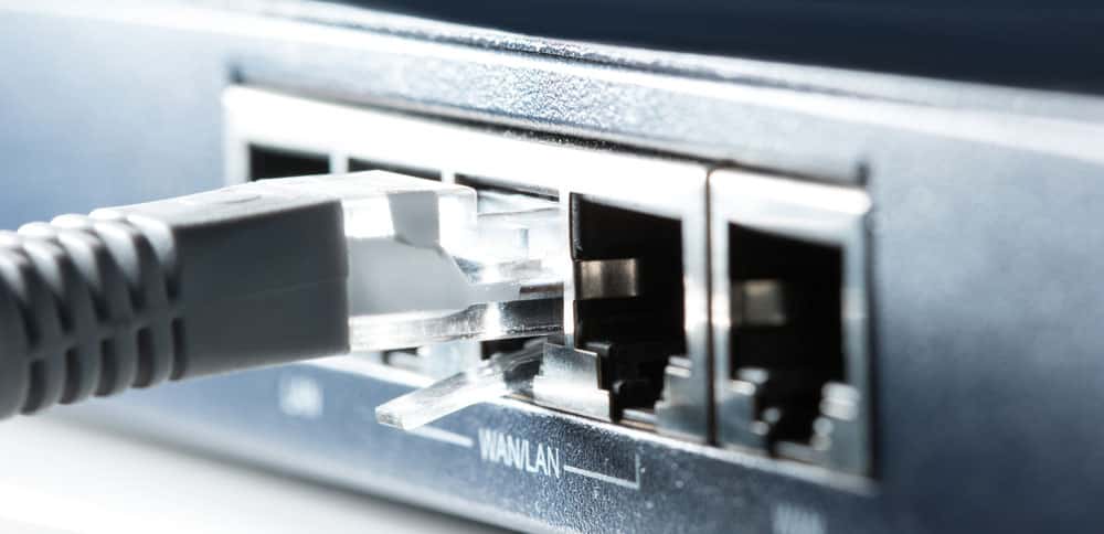 Patch cable in an ethernet port.
