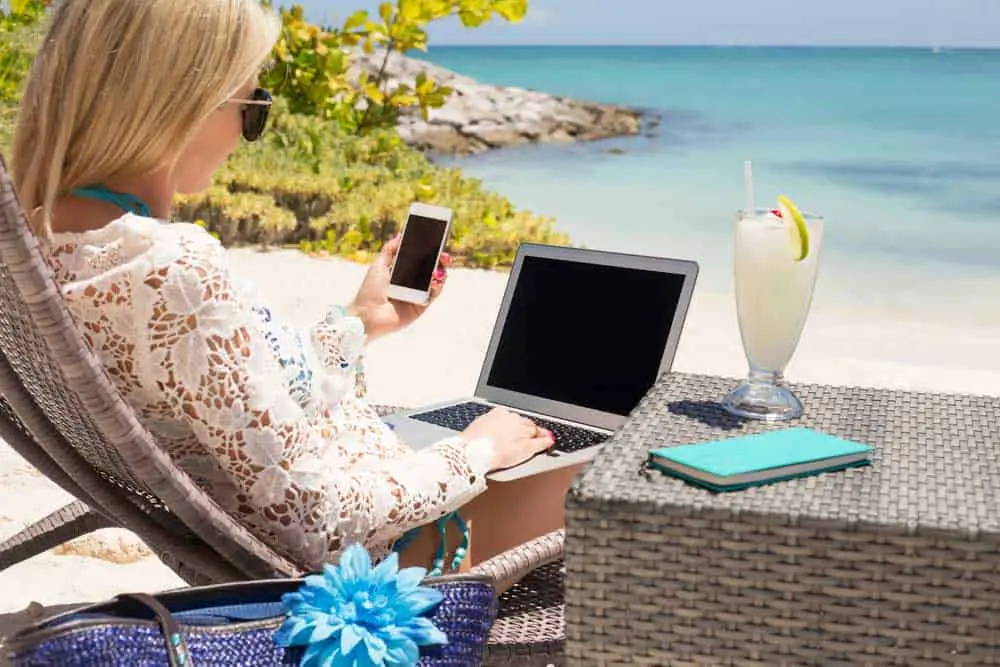 Accessing the internet on the beach