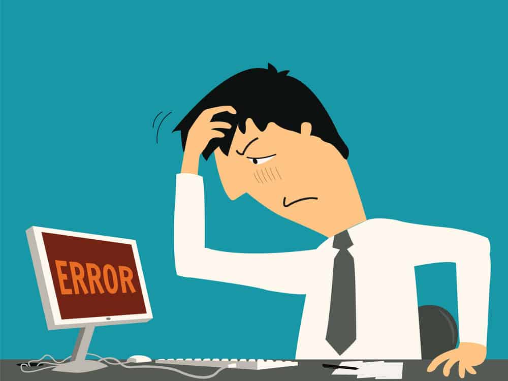 Frustration after an error message on a computer screen