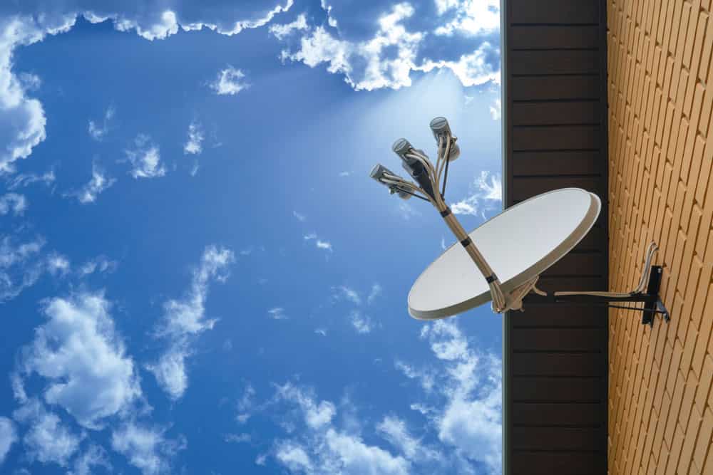 A round antenna dish.