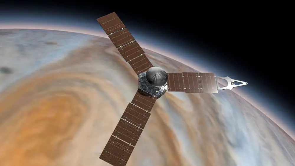 A conventional satellite in space.