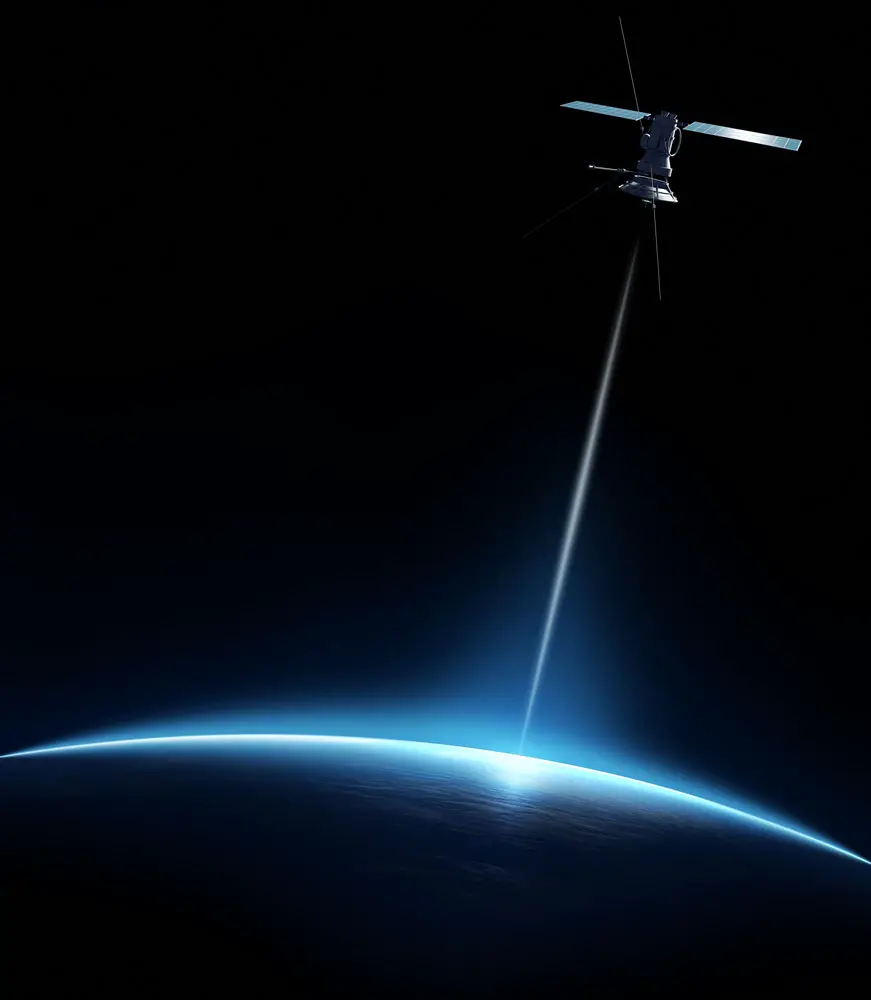 Satelite with beam signal