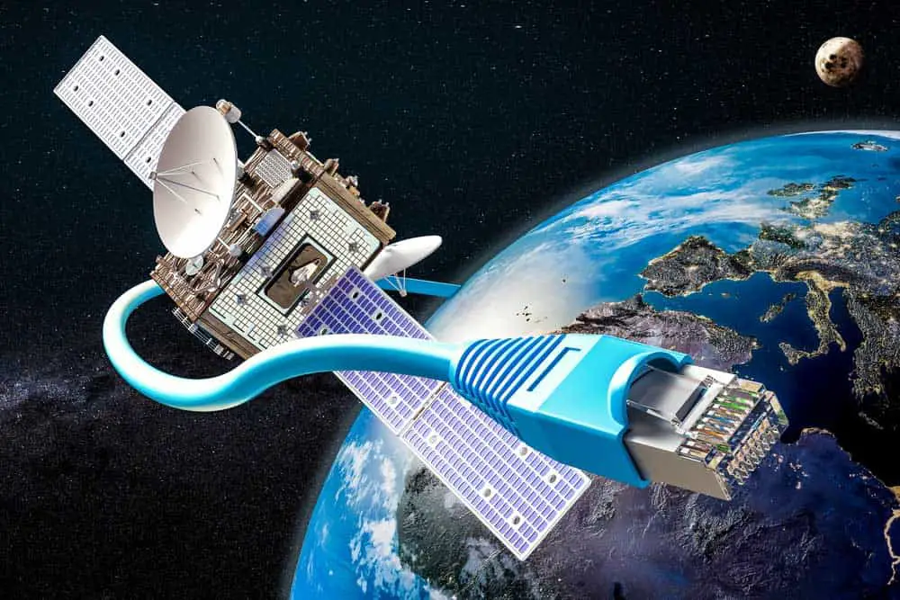 Global satellite internet service concept.