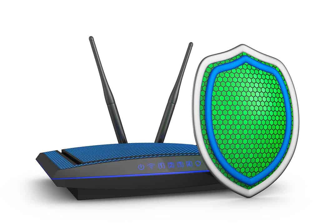 Router with a shield.