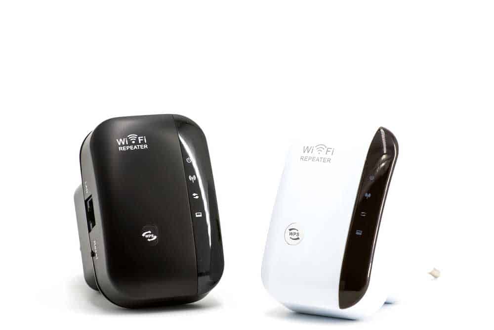 Two wireless WiFi extenders. 