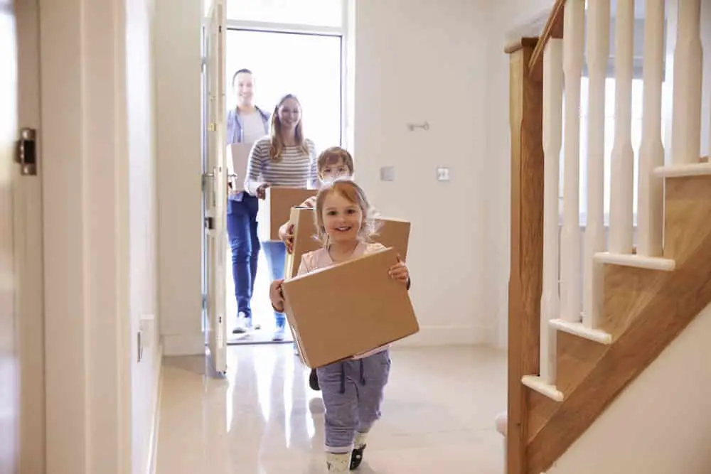 Family moving into a new home. 