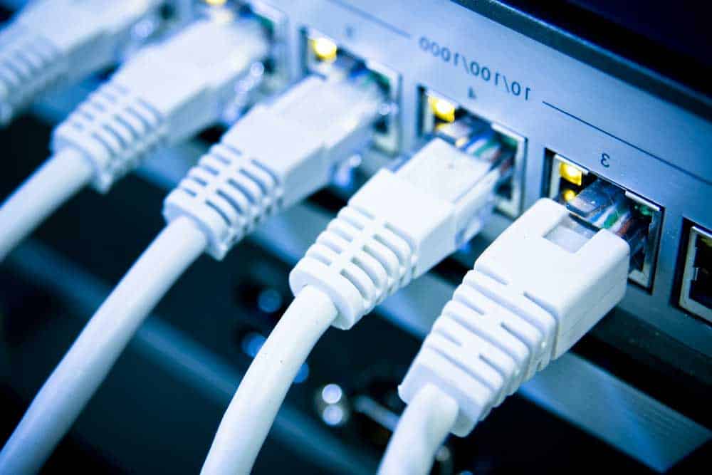 Ethernet Cables on a Switch.