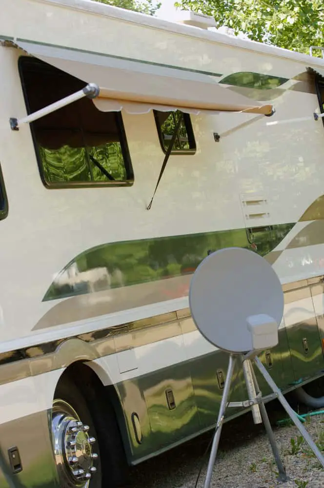 Motorhome with dish outside