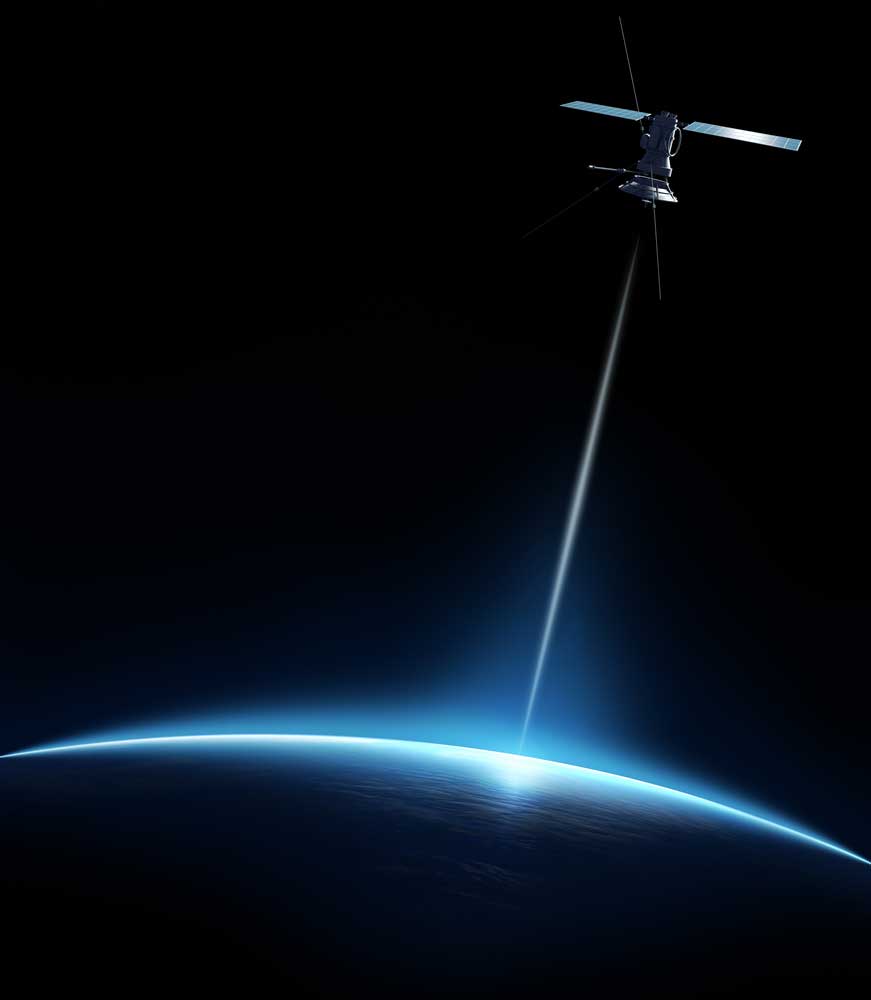 Satellite sending a signal to earth
