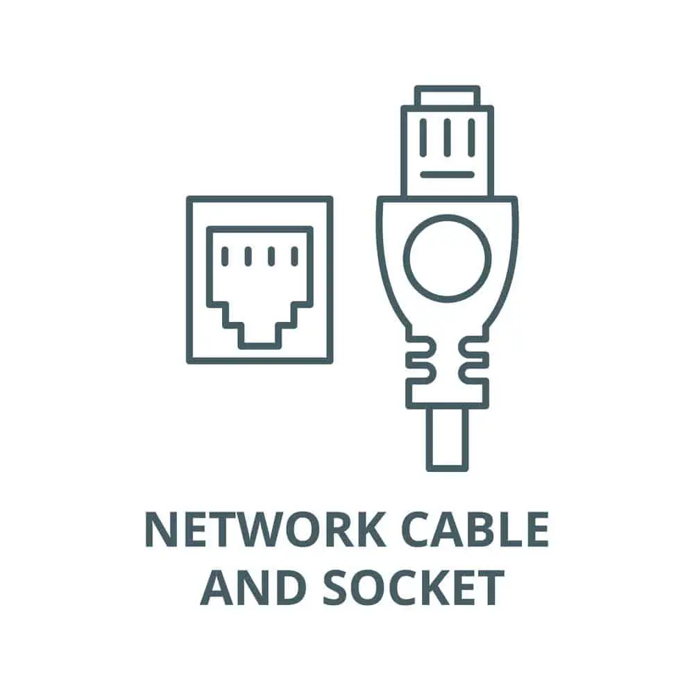 A network cable and socket. 
