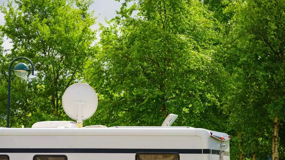 Camper with a satellite dish on the roof