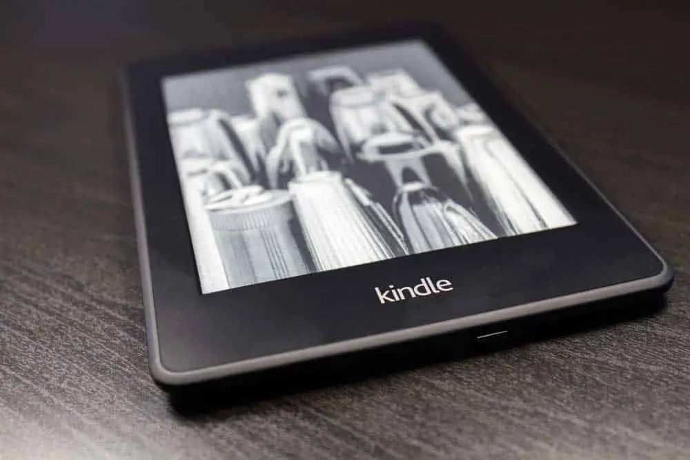 Kindle e-reader placed on a table