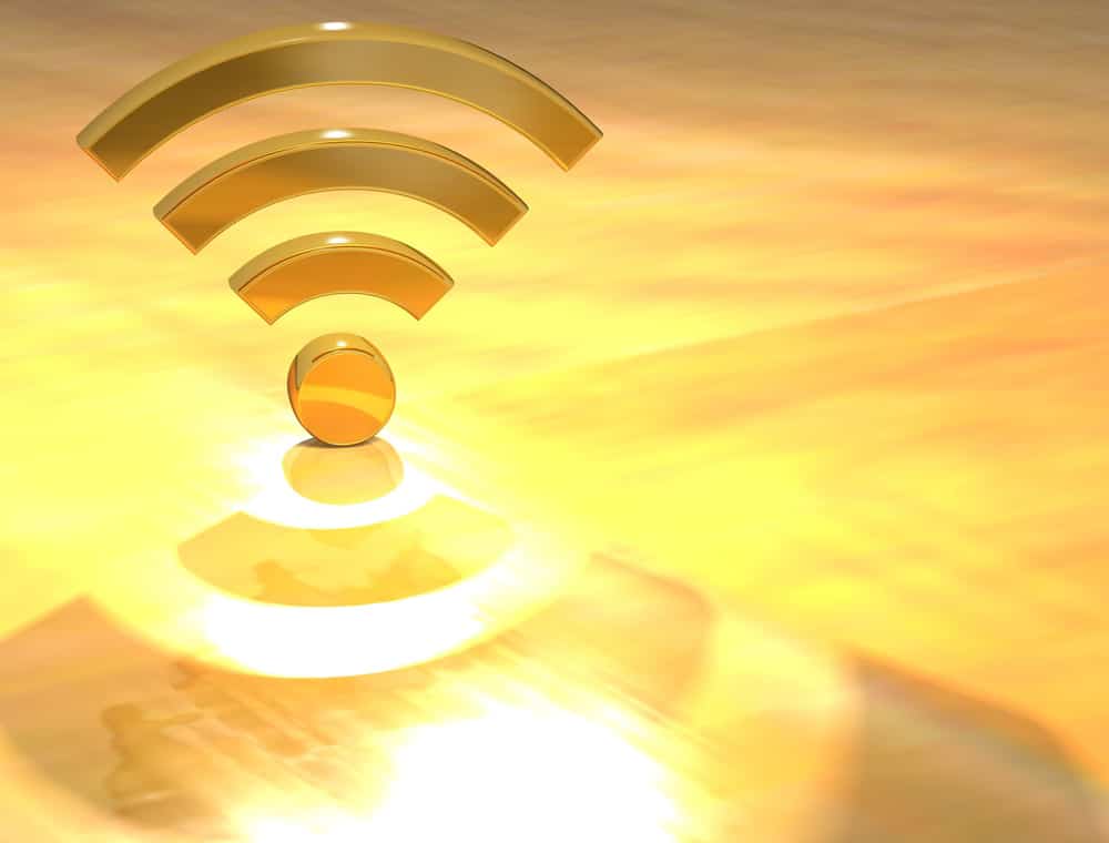 WiFi text on a gold background