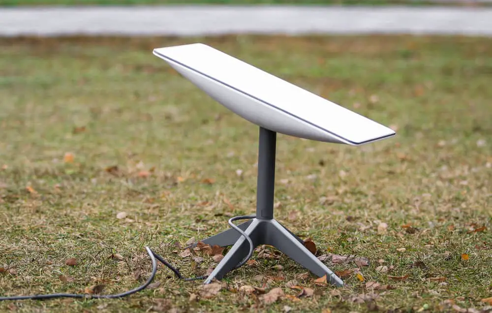 A Starlink antenna on the ground. 