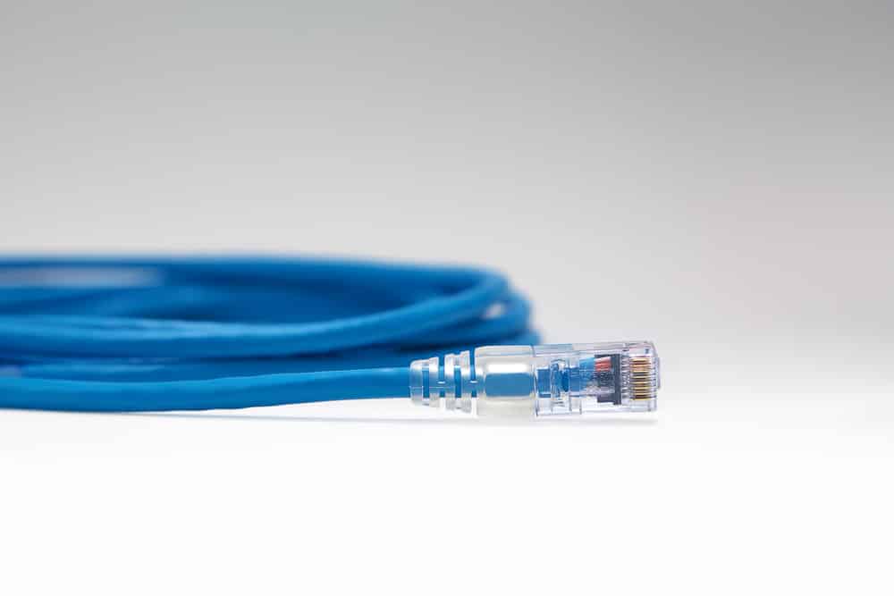 An RJ45 Cat.6 Plug Ethernet Cable.