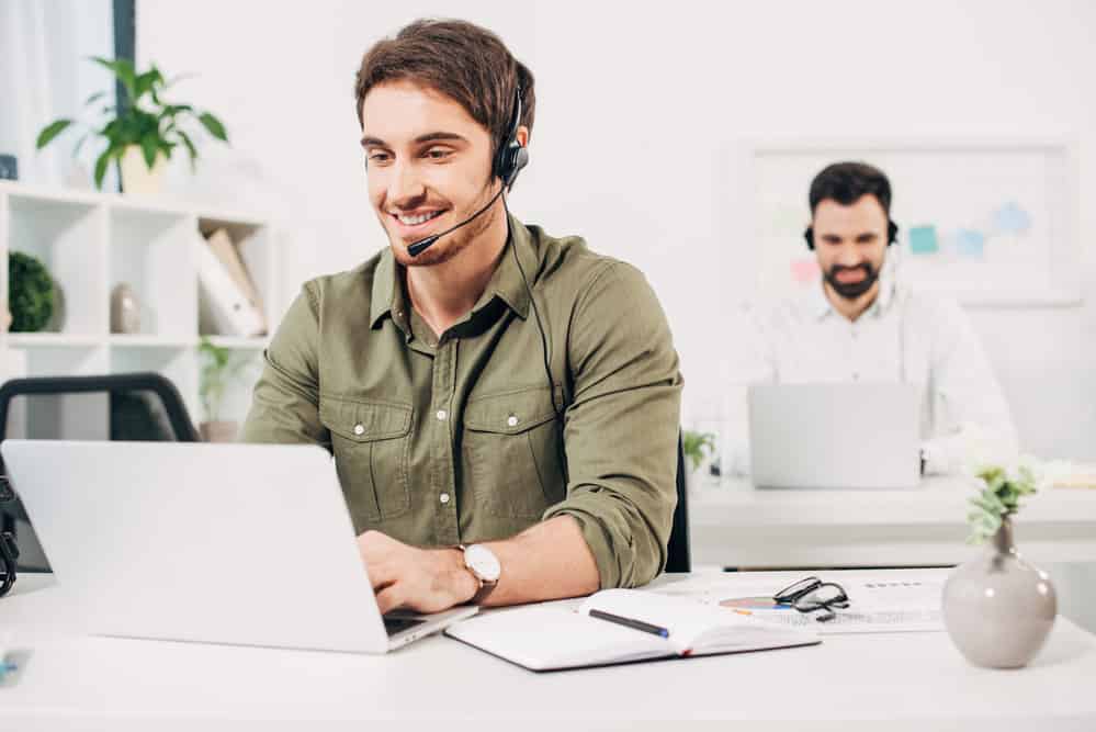A Customer Support Agent at Work.
