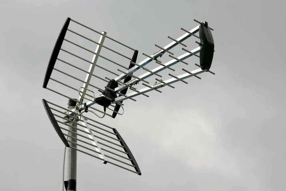 The aerial for terrestrial television broadcasting. 
