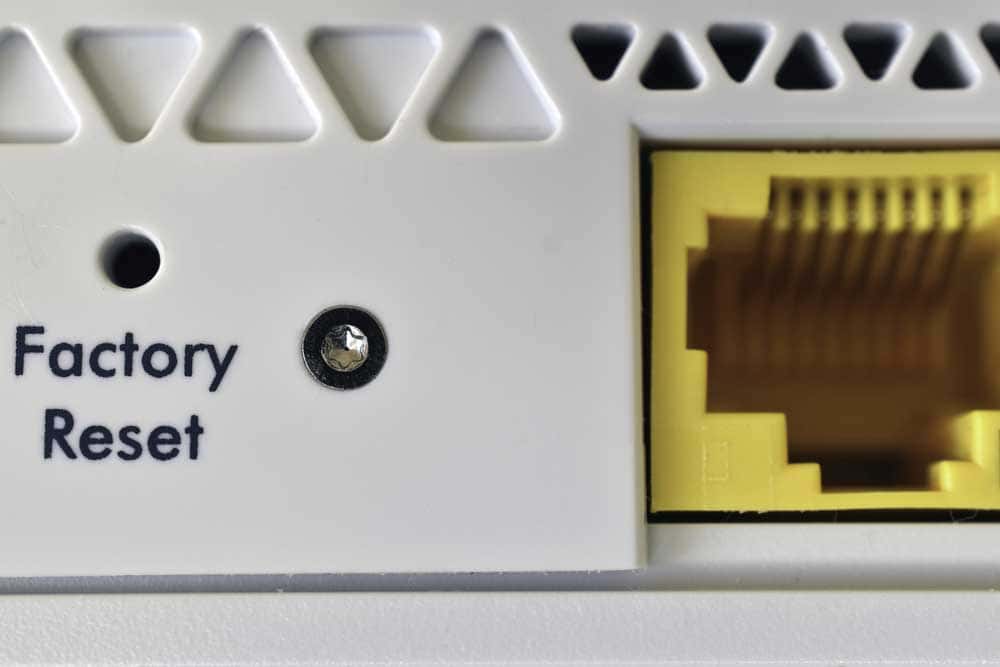 Factory reset printed on the device