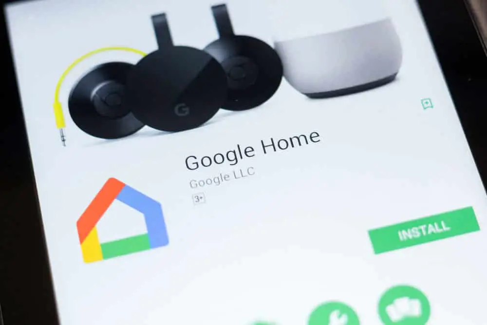 Smartphone on Google Home page 